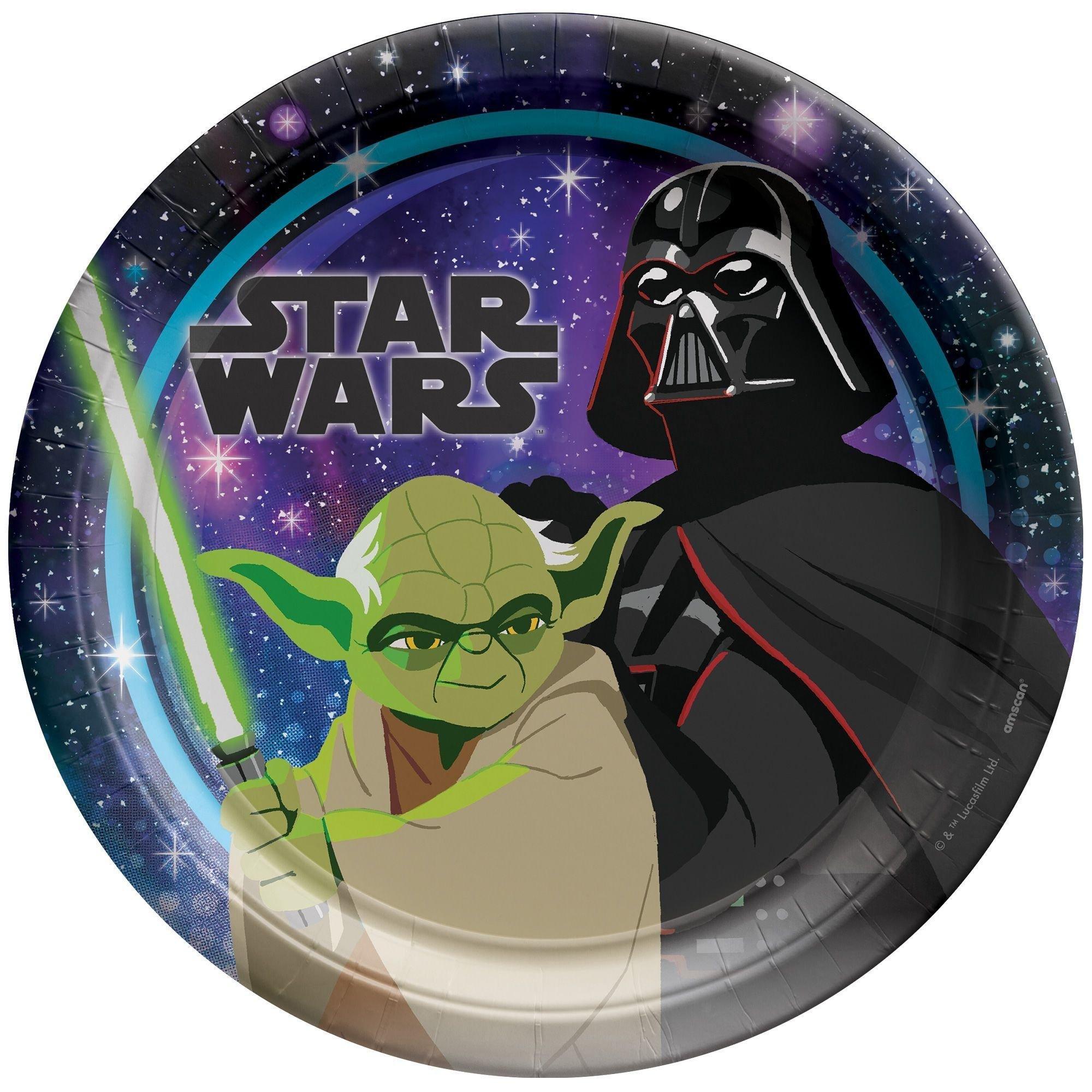 Star Wars Galaxy of Adventures Birthday Party Supplies Pack for 8 Guests - Kit Includes Plates, Napkins, Table Cover, Banner Decorations & Candle
